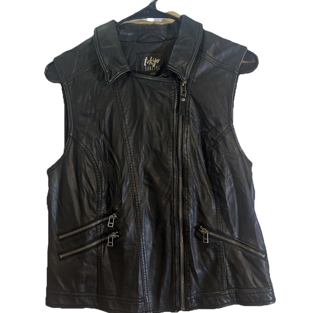 Women's Faux Leather Moto Bikercore Vest Tokyo Darling Sz L